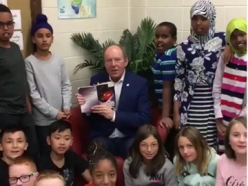 Reading to Grade 6 students at John Barnett Elementary School. Smart kids. Thanks for the nice card. Keep on reading - October 26, 2018