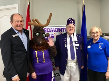 With “Eddie the Elk” of the Edmonton Elks Lodge 11. Thanks Nikki and David Allan and Lillian Skears for all the charitable work you do - Nov. 3, 2018