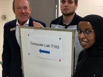 With Eric Anderson and Anisa Siad who are running a computer camp at Concordia University for kids through the Canada Summer Jobs grant program - July 9, 2018