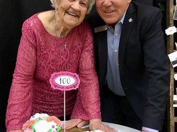 Celebrating the  100th birthday of Amalia (Molly) Fischbach, at the Sturgeon Valley Baptist Church - May 26, 2018