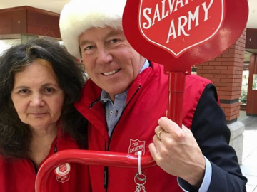 Collecting donations for the Salvation Army - Dec 19, 2017