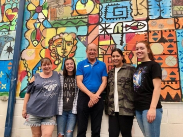 Meeting up with summer students (and Executive Officer Miri Peterson) who are working hard at Crystal Kids Youth Center - August 15, 2018