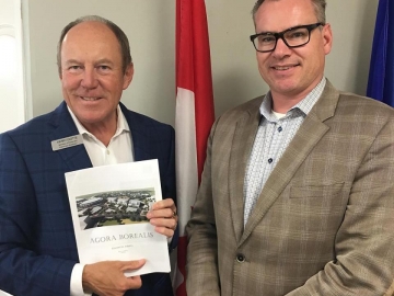 Meeting with Ben Gardner about his Agora Borealis concept to repurpose Northlands Coliseum for housing for 700 families, seniors and students - July 10, 2018