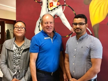Meeting with summer students Brittany and Hari who helped run a summer camp for Creating Hope Society - August 14, 2018