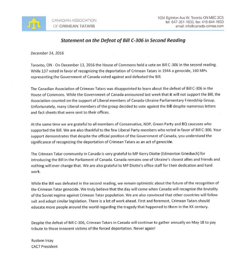 canadian-association-of-crimean-tatars-statement-on-the-defeat-of-bill-c-306-in-second-reading